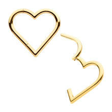 Load image into Gallery viewer, Titanium Heart Shape Hinged Segment Clicker 24Kt Gold PVD
