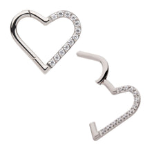 Load image into Gallery viewer, Titanium CNC Set Gem Heart Front Facing Hinged Segment Clicker
