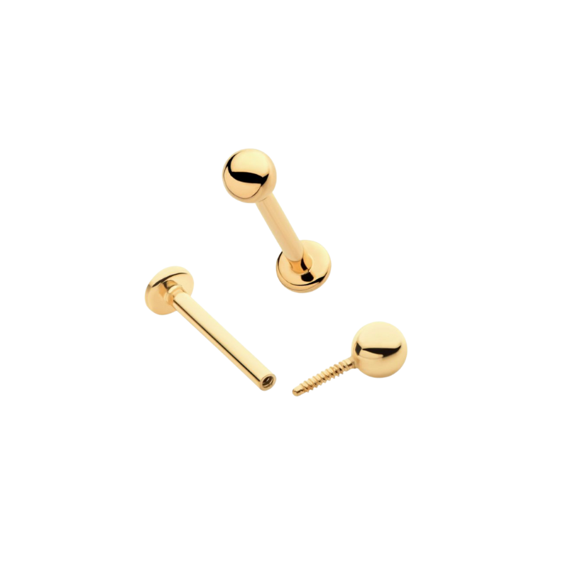 14Kt Yellow Gold Internally Threaded Labret