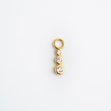 Load image into Gallery viewer, 14Kt Yellow Gold Connected Circles with Bezel Set 3pcs Clear CZ Charm.
