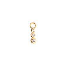 Load image into Gallery viewer, 14Kt Yellow Gold Connected Circles with Bezel Set 3pcs Clear CZ Charm.
