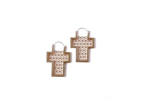Load image into Gallery viewer, Gold Plated Filigree Cross  Hoops
