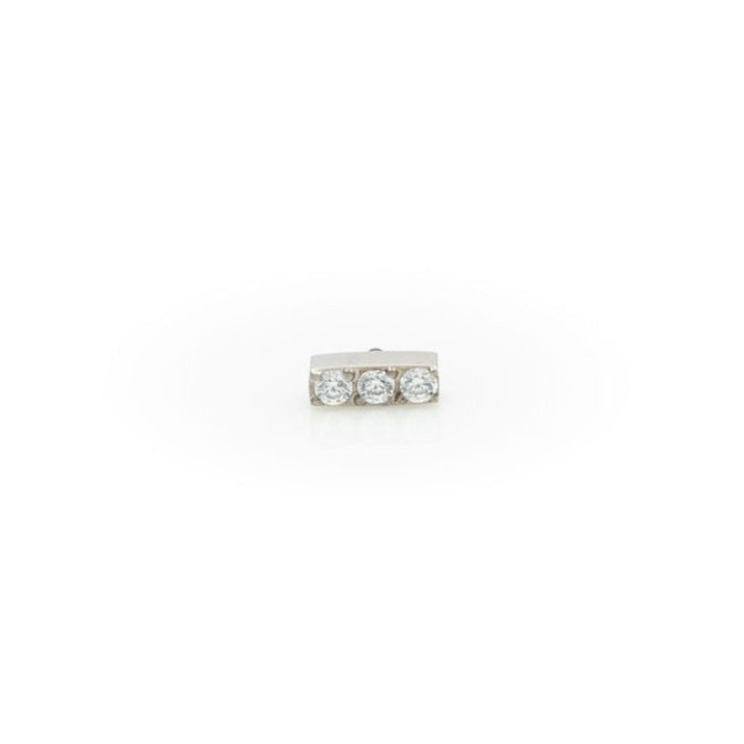 Titanium Internally Threaded with Prong Set 3 Clear Swarovski Crystal Bar Top