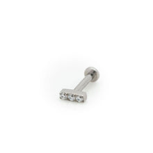 Load image into Gallery viewer, Titanium Internally Threaded with Prong Set 3 Clear Swarovski Crystal Bar Top
