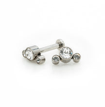 Load image into Gallery viewer, Titanium Internally Threaded 3-Swarovski Crystal Cluster Top - Clear
